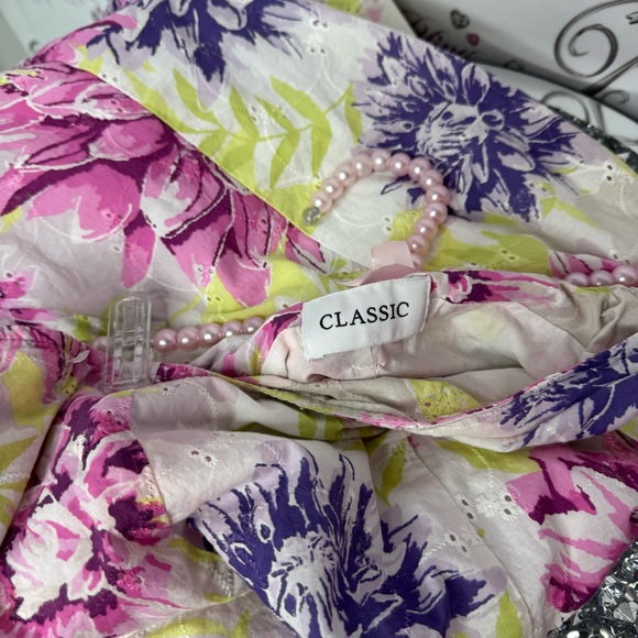 M&S classic skirt crochet pattern throughout flowers white green pink purple - Picture 9 of 11